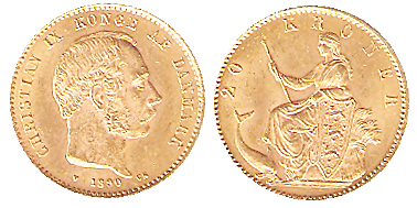 20 Coronas de Chritstian IX. 1890